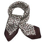 Feines Damen-Nickituch aus 100% Seide, Seidentuch, 52cmx52cm, braun weiß